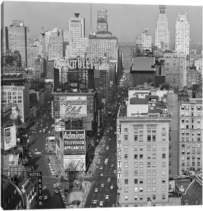 1950s New York City Times Square Looking North From Roof Of Hotel Claridge NYC NY USA Canvas Art Print
