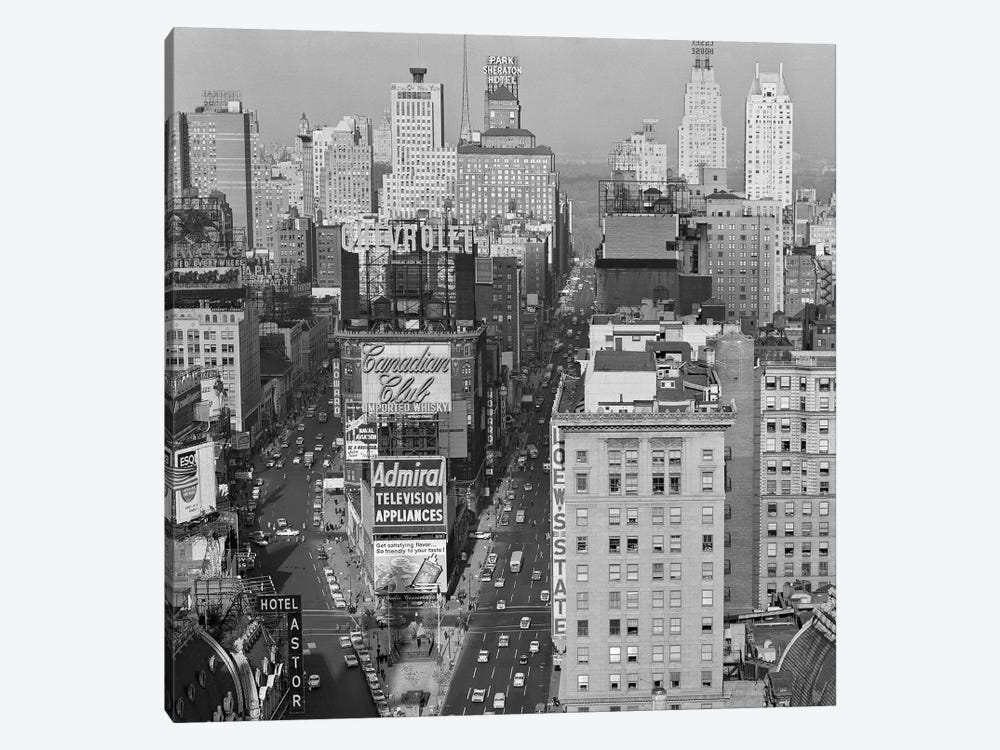 1950s New York City Times Square Looking North From Roof Of Hotel Claridge NYC NY USA by Vintage Images 1-piece Canvas Artwork