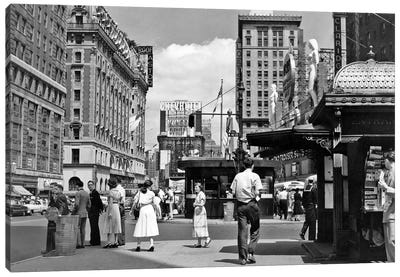 1950s New York City Times Square West 43Rd Street Looking North Canvas Art Print - Times Square