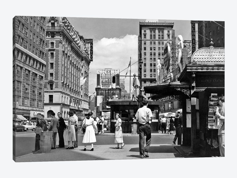 1950s New York City Times Square West 43Rd Street Looking North by Vintage Images 1-piece Canvas Artwork