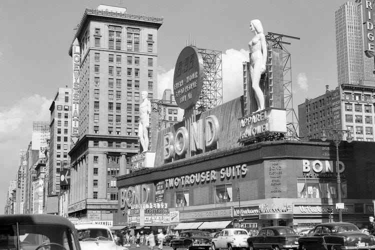 1950s New York City Times Square With Massive Bond Clothing Sign Between 44Th And 45Th Streets by Vintage Images wall art