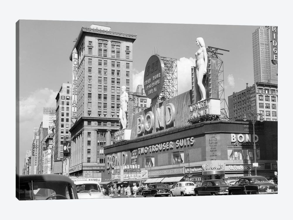 1950s New York City Times Square With Massive Bond Clothing Sign Between 44Th And 45Th Streets by Vintage Images 1-piece Art Print