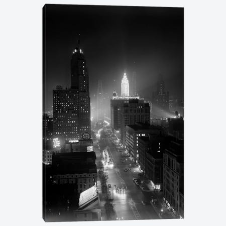 1950s Night Aerial Chicago Illinois Looking Down On Michigan Avenue Canvas Print #VTG321} by Vintage Images Art Print