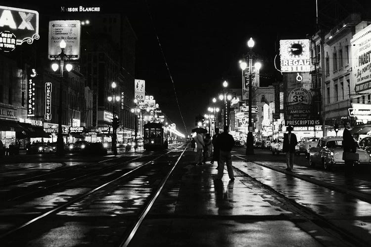 1950s Night Scene Canal Street New Orleans Louisiana USA