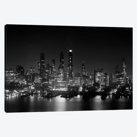 1950s Night Skyline Empire State Building Above Hudson River Midtown Manhattan New York City USA Canvas Print #VTG323} by Vintage Images Canvas Print