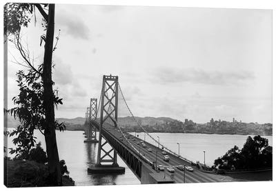 1950s Oakland Bay Bridge San Francisco California Canvas Art Print - Golden Gate Bridge