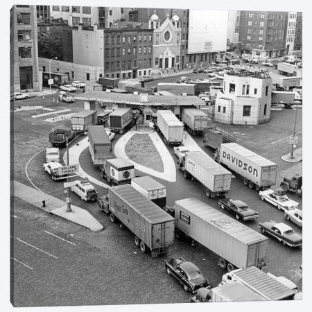 1950s Overhead Of Traffic Congestion At Entrance To Holland Tunnel In New York City USA Canvas Print #VTG327} by Vintage Images Canvas Art