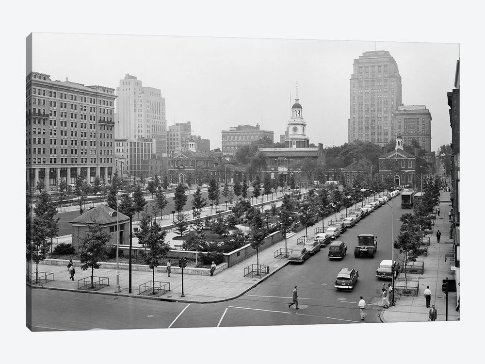 1950s Philadelphia PA USA Looking Southeast At Historic Independence Hall Building And Mall by Vintage Images 1-piece Canvas Art Print