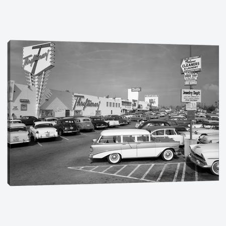 1950s Shopping Center Parking Lot Canvas Print #VTG339} by Vintage Images Canvas Wall Art