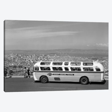 1950s Sightseeing Tour Bus Parked At Twin Peaks For View Of San Francisco And Bay Area California USA Canvas Print #VTG340} by Vintage Images Canvas Art Print