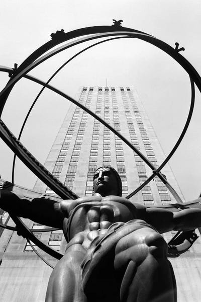 Sculptures & Statues: 1950s Statue Of Atlas At Rockefeller Center Midtown Manhattan USA by Vintage Images