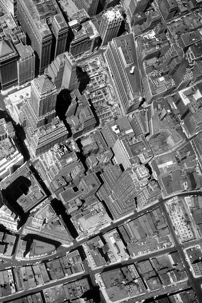 1950s Straight Down Vertical Of The Wall Street Section Of Downtown New York City NY USA