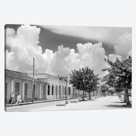 1950s Street Scene With Trees In The Central Boulevard Of Pinar del Rio Pinar del Rio Province Cuba Canvas Print #VTG348} by Vintage Images Canvas Print