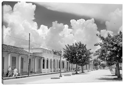 1950s Street Scene With Trees In The Central Boulevard Of Pinar del Rio Pinar del Rio Province Cuba Canvas Art Print - Cuba Art