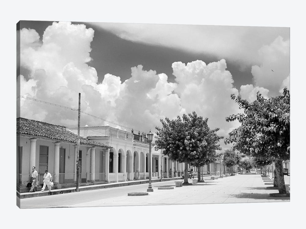 1950s Street Scene With Trees In The Central Boulevard Of Pinar del Rio Pinar del Rio Province Cuba by Vintage Images 1-piece Canvas Artwork