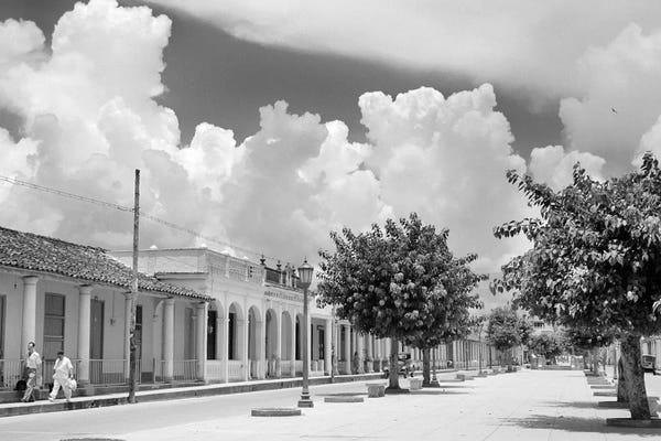 Caribbean: 1950s Street Scene With Trees In The Central Boulevard Of Pinar del Rio Pinar del Rio Province Cuba by Vintage Images