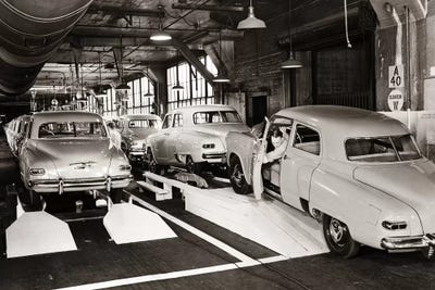 1950s Studebaker Automobile Production Assembly Line by Vintage Images canvas print