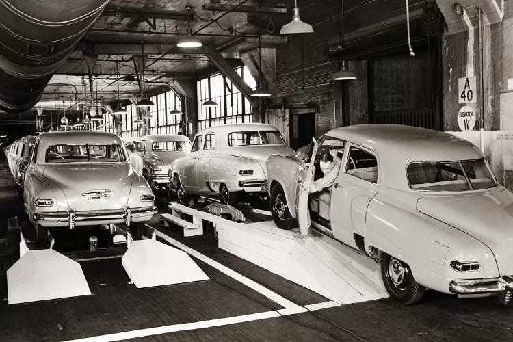 1950s Studebaker Automobile Production Assembly Line by Vintage Images wall art