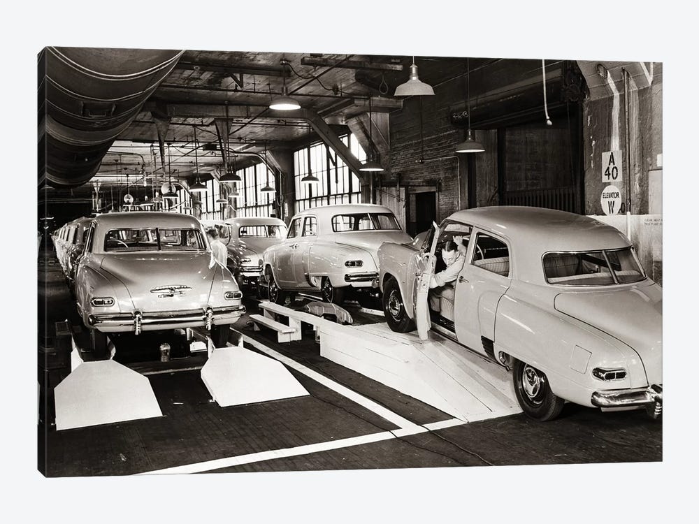 1950s Studebaker Automobile Production Assembly Line by Vintage Images 1-piece Art Print