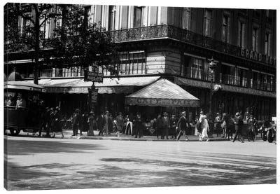 1920s Cafe de la Paix In The Grand Hotel Paris France Canvas Art Print - Cafe Art