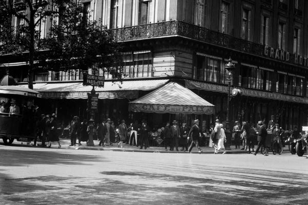 Cafes: 1920s Cafe de la Paix In The Grand Hotel Paris France by Vintage Images