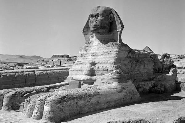 Ancient Wonders: 1950s The Sphinx At The Giza Pyramids Cairo Egypt by Vintage Images