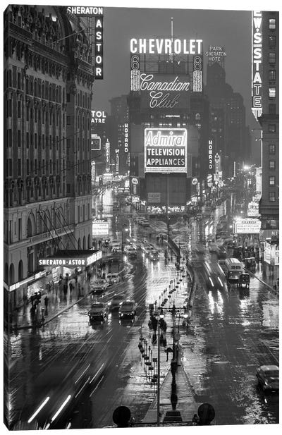 1950s Times Square New York City Looking North To Duffy Square Manhattan USA Canvas Art Print - Vintage & Retro Photography