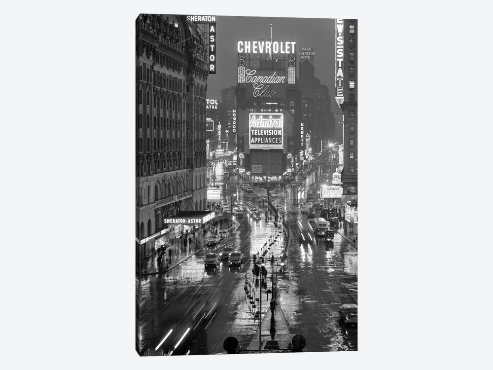 1950s Times Square New York City Looking North To Duffy Square Manhattan USA by Vintage Images 1-piece Canvas Art Print
