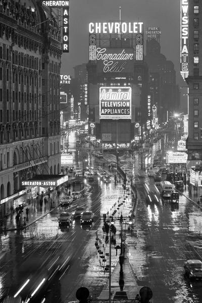 Times Square: 1950s Times Square New York City Looking North To Duffy Square Manhattan USA by Vintage Images
