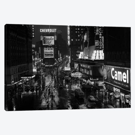 1950s Times Square Night From Times Building Up To Duffy Square Neon Signs Broadway Great White Way Canvas Print #VTG357} by Vintage Images Canvas Print