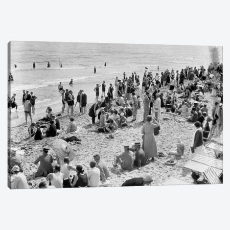 1920s Crowd Of People Some Fully Clothed Others In Bathing Suits On Palm Beach In Florida USA Canvas Print #VTG35} by Vintage Images Canvas Art