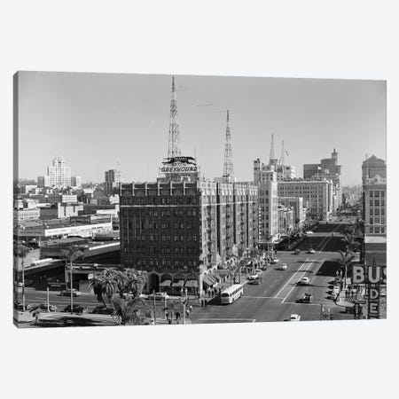 1950s View Of Downtown And Greyhound Bus Station San Diego Ca USA Canvas Print #VTG363} by Vintage Images Canvas Art Print