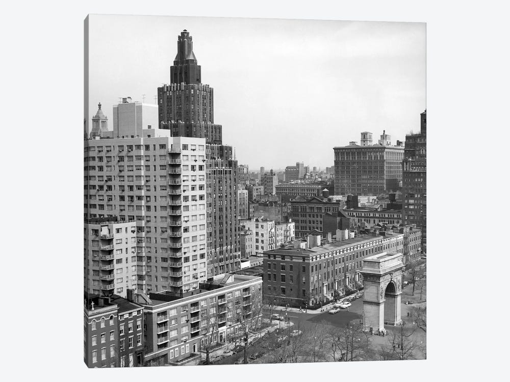 1950s View Washington Square North With Arch Fifth Avenue Buildings Number 1 & 2 Of Washington Square Park New York City NYC USA by Vintage Images 1-piece Canvas Print