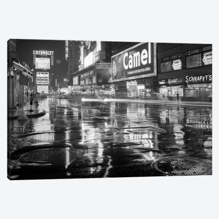 1950s Wet Rainy Streets Of Times Square At Night Neon Signs Advertising New York City NY USA Canvas Print #VTG367} by Vintage Images Canvas Art