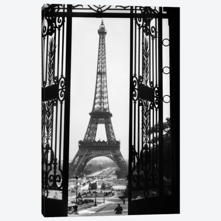 1920s Eiffel Tower Built 1889 Seen From Trocadero Wrought Iron Doors Paris France Canvas Print #VTG36} by Vintage Images Canvas Artwork