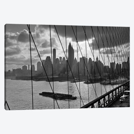 1950s-1960s Downtown Manhattan Skyline From Brooklyn Bridge Canvas Print #VTG374} by Vintage Images Canvas Print