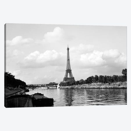 1950s-1960s Eiffel Tower Along River Seine Paris France Canvas Print #VTG376} by Vintage Images Art Print