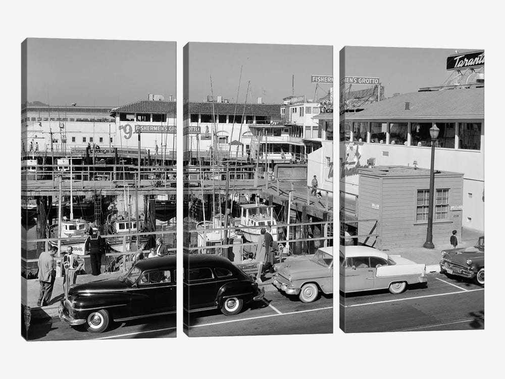 1950s-1960s Fisherman's Wharf San Francisco Ca USA by Vintage Images 3-piece Canvas Wall Art