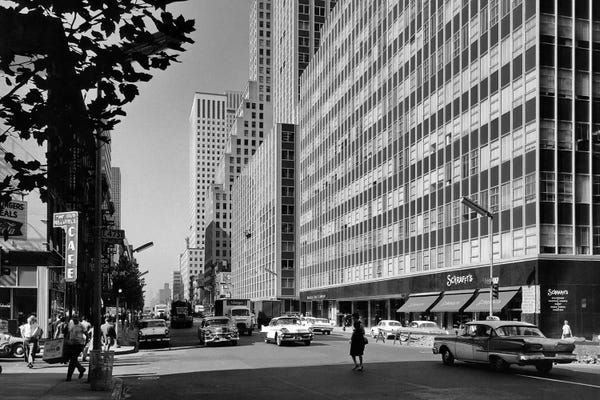 1950s-1960s Looking South On Third Avenue At 47th Street Manhattan New York City Ny USA