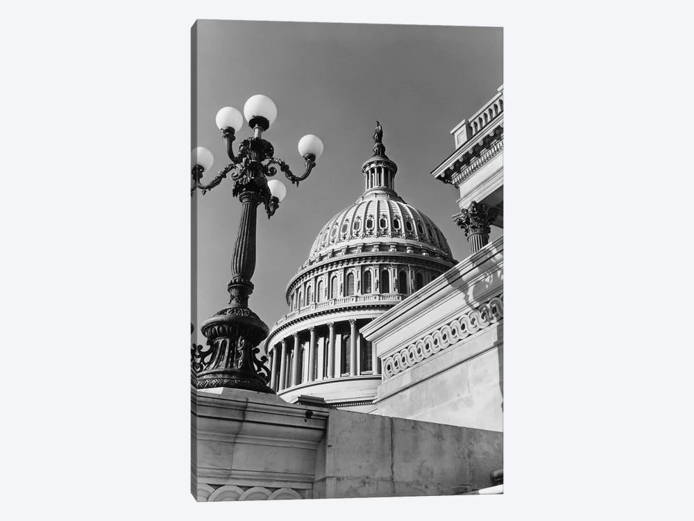 1950s-1960s Low Angle View Of The Capitol Building Dome And Architectural Details Washington Dc USA by Vintage Images 1-piece Art Print