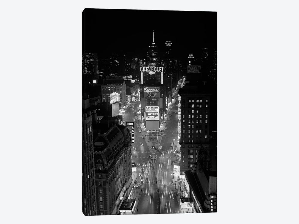 1950s-1960s Night Aerial View Times Square From Times Building Looking North Manhattan by Vintage Images 1-piece Canvas Art