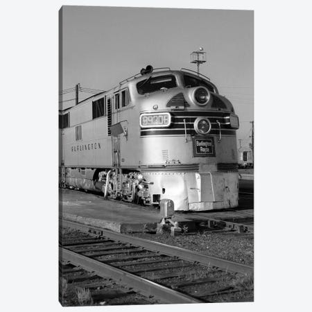 1950s-1960s Streamlined Burlington Route Railroad Train Diesel Locomotive Engine At Station Canvas Print #VTG385} by Vintage Images Canvas Art