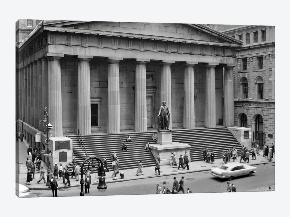 1958 Wall Street Federal Hall National Memorial New York City USA by Vintage Images 1-piece Canvas Art Print