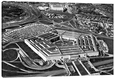 1960s Aerial View Of Army Pentagon And Navy Annex Arlington Virginia USA Canvas Art Print - Virginia Art