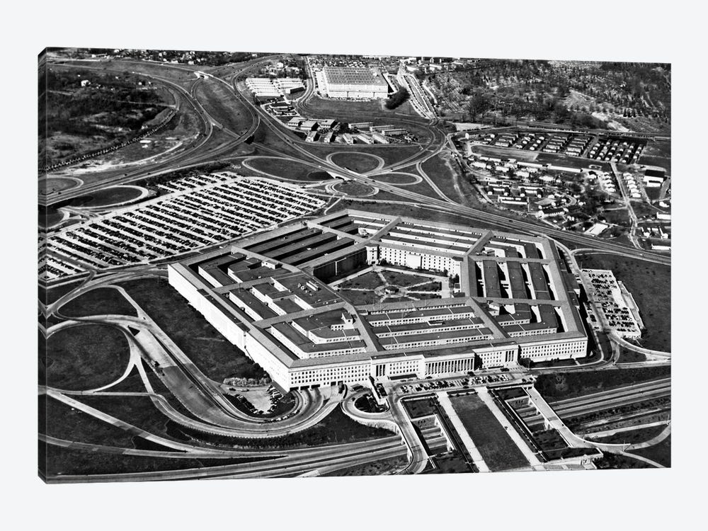 1960s Aerial View Of Army Pentagon And Navy Annex Arlington Virginia USA by Vintage Images 1-piece Canvas Artwork