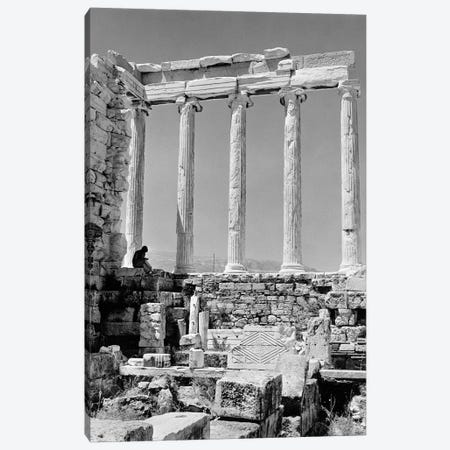 1960s Anonymous Book Reader Sitting Among Greek Columns Architecture Ruins Before Restoration Parthenon Athens Acropolis Canvas Print #VTG399} by Vintage Images Canvas Wall Art