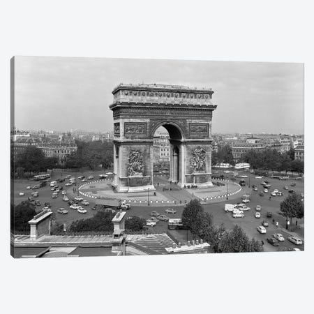 1960s Arc De Triomphe In Center Of Place de l'Etoile Champs Elysees At Lower Right Paris France Canvas Print #VTG401} by Vintage Images Canvas Wall Art