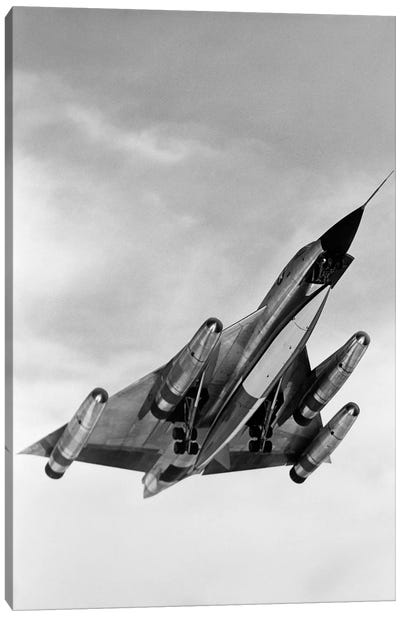 1960s B-58 Bomber In Ascent Canvas Art Print - Vintage Images