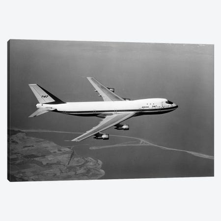 1960s Boeing 747 In Flight Canvas Print #VTG408} by Vintage Images Canvas Artwork