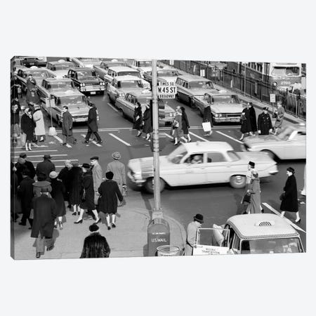 1960s Busy Intersection Cars Traffic Pedestrians Times Square Broadway And West 45Th Street New York City USA Canvas Print #VTG410} by Vintage Images Canvas Art Print